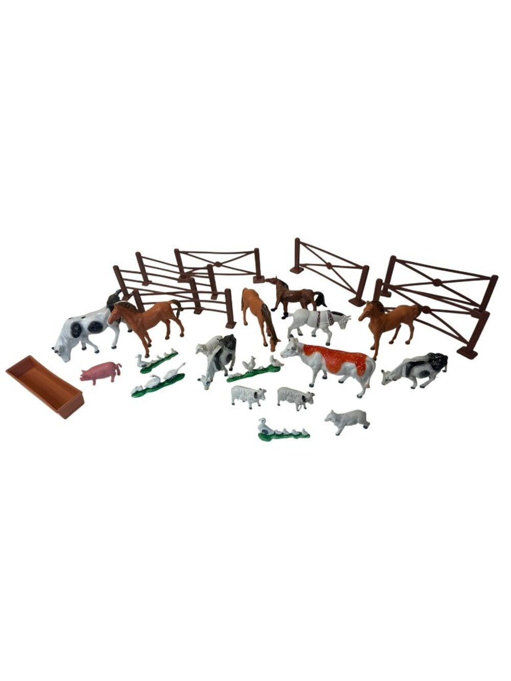 Farm Animal Toy Figure Fence & Accessories Plastic Horses Cows Sheep Pigs Ducks